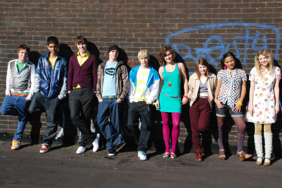 The generation 1 cast of Skins. (Hulu)