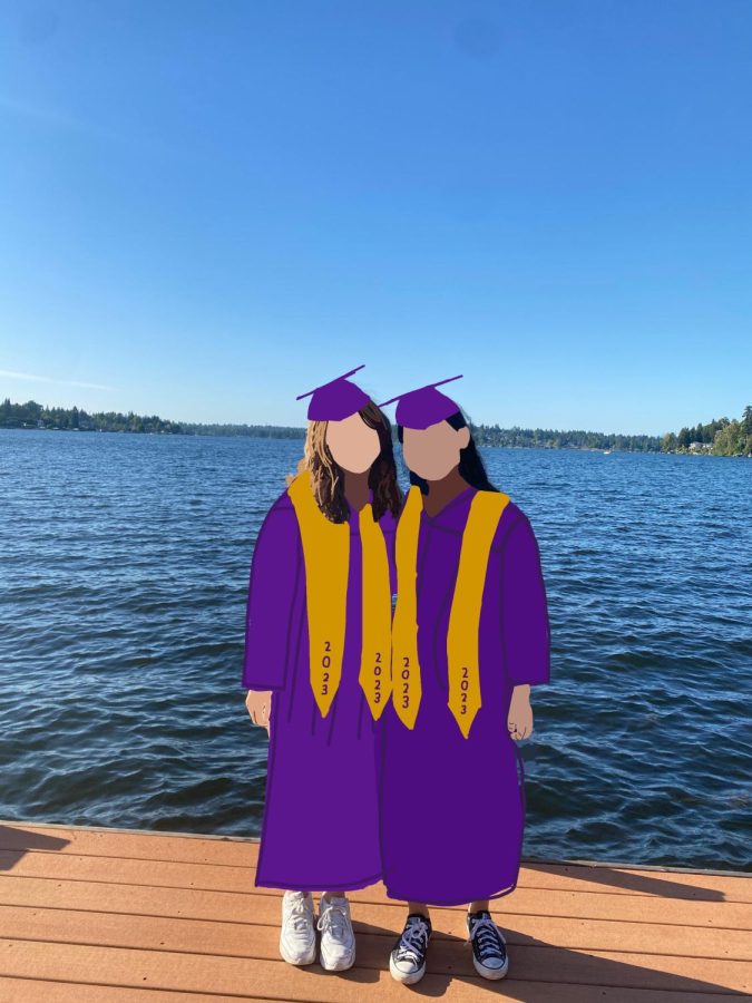 Two graduates of 2023 from Lake Stevens High School. Saturday, June 3rd 2023 (AP Photo Isa Haani San Luis)